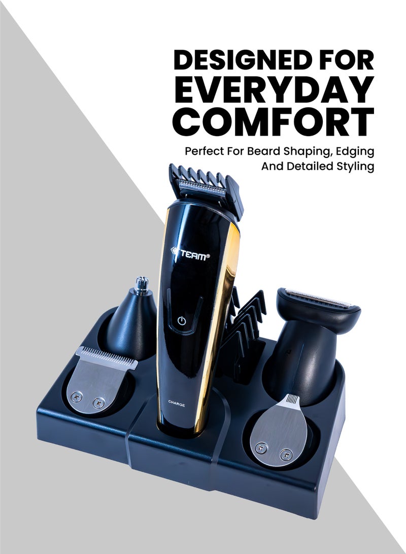تيم Team Professional Hair Trimmer for Men | Rechargeable Beard & Hair Clipper | High‑Speed Motor, USB Charging, Ni‑MH Battery, Precision Blades | Grooming Kit for Beard, Mustache & Hair Cutting - Image 3